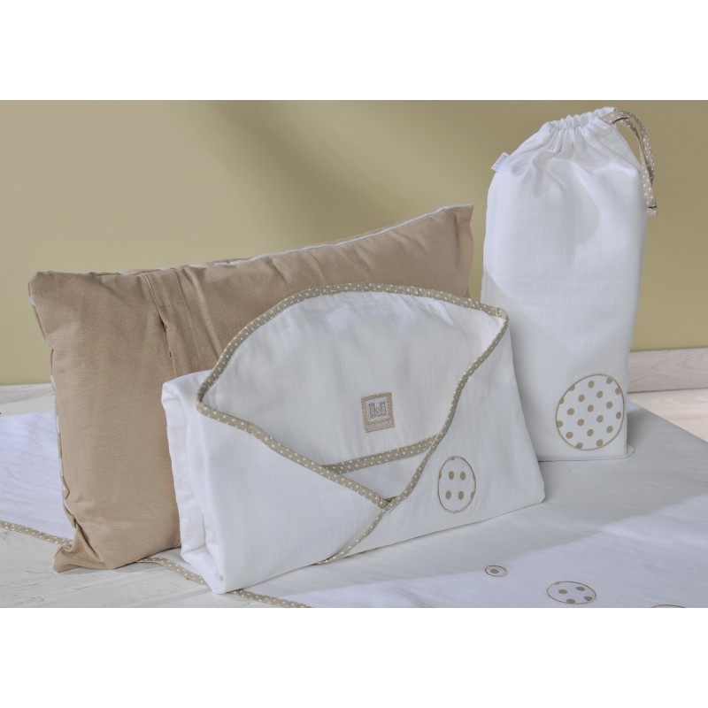 Stofftuch in Mousselin Weiß mit Beige